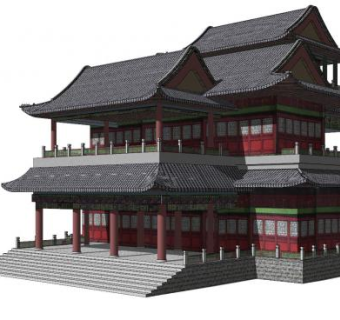 中式建筑殿宇SU模型下载_sketchup草图大师SKP模型