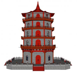 中式八角佛塔SU模型下载_sketchup草图大师SKP模型