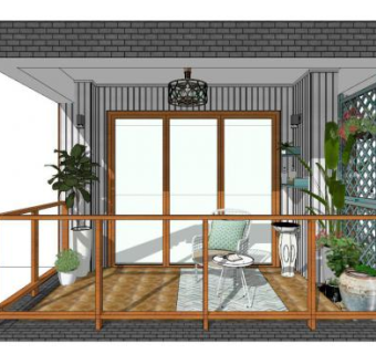 阳台设计su模型下载_sketchup草图大师SKP模型