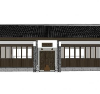 中式古建山庄建筑SU模型下载_sketchup草图大师SKP模型