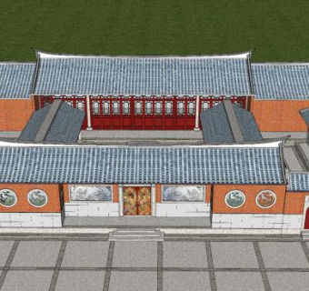 中式寺庙殿宇SU模型下载_sketchup草图大师SKP模型