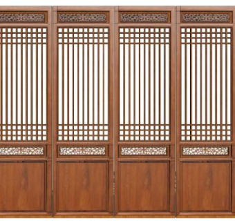 中式门木门su模型下载_sketchup草图大师SKP模型