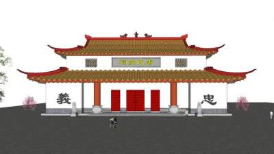 中式古建唐氏祠堂SU模型下载_sketchup草图大师SKP模型