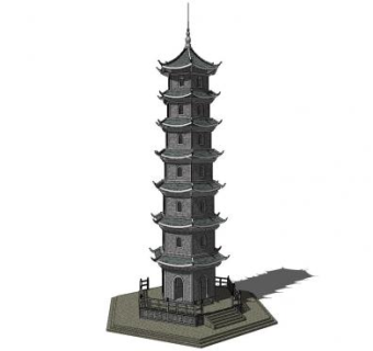 中式七重方塔SU模型下载_sketchup草图大师SKP模型