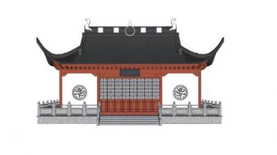 中式古建寺庙殿宇SU模型下载_sketchup草图大师SKP模型