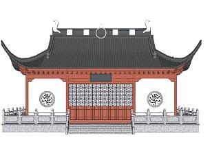 中式古建寺庙殿宇SU模型下载_sketchup草图大师SKP模型