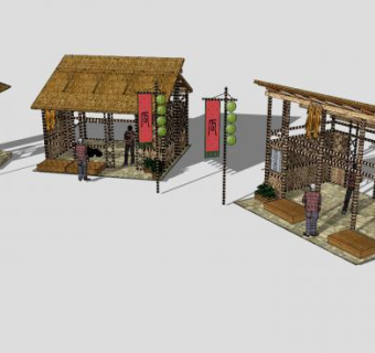 古建凉亭房屋SU模型下载_sketchup草图大师SKP模型