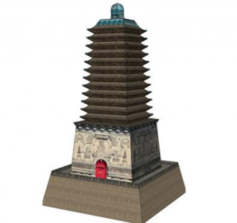 中式古建藏经塔SU模型下载_sketchup草图大师SKP模型