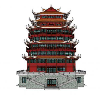 中式塔建筑SU模型下载_sketchup草图大师SKP模型
