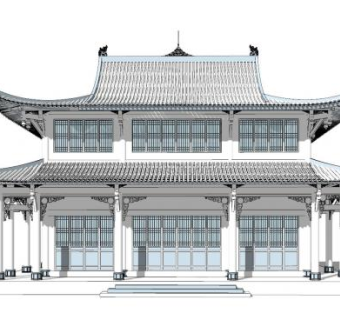 中式古建筑房屋SU模型下载_sketchup草图大师SKP模型
