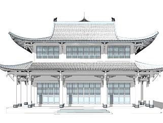 中式古建筑房屋SU模型下载_sketchup草图大师SKP模型