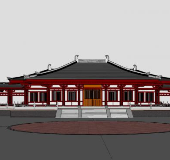 日式寺院殿宇外观SU模型下载_sketchup草图大师SKP模型