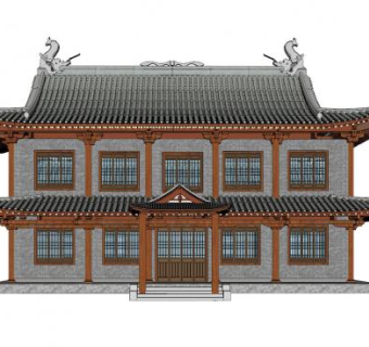中式建筑殿宇设计SU模型下载_sketchup草图大师SKP模型