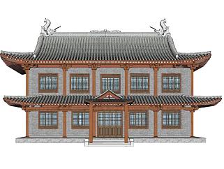 中式建筑殿宇设计SU模型下载_sketchup草图大师SKP模型