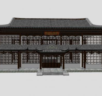 中式古建筑茶楼SU模型下载_sketchup草图大师SKP模型