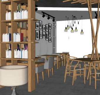 日式咖啡厅su模型下载_sketchup草图大师SKP模型