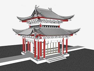 中式古建楼阁SU模型下载_sketchup草图大师SKP模型