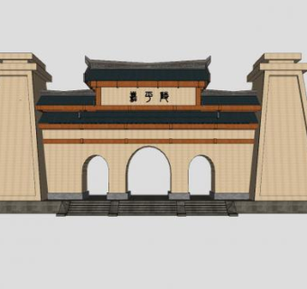 中式古建城门楼SU模型下载_sketchup草图大师SKP模型