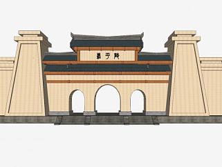 中式古建城门楼SU模型下载_sketchup草图大师SKP模型
