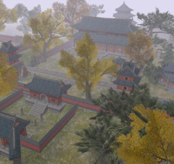 中式大雄宝殿寺庙SU模型下载_sketchup草图大师SKP模型