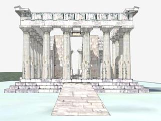 欧式古典雅典神庙SU模型下载_sketchup草图大师SKP模型