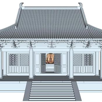 歇山顶古建su模型下载_sketchup草图大师SKP模型