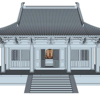 歇山顶古建su模型下载_sketchup草图大师SKP模型