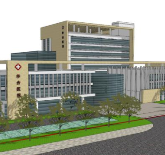 医院建筑su模型下载_sketchup草图大师SKP模型