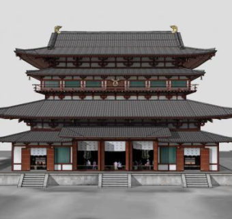 中式鼓楼建筑SU模型下载_sketchup草图大师SKP模型