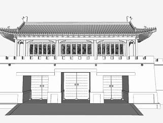 中式古建城门楼台SU模型下载_sketchup草图大师SKP模型
