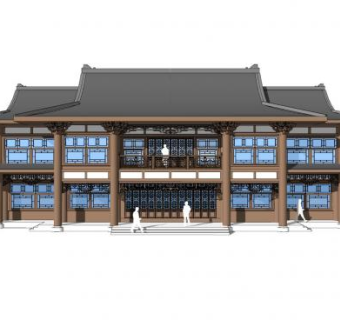 中式客栈茶楼SU模型下载_sketchup草图大师SKP模型