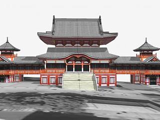 中式古建殿宇景观SU模型下载_sketchup草图大师SKP模型