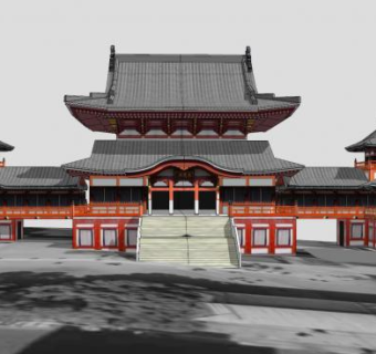 中式古建殿宇景观SU模型下载_sketchup草图大师SKP模型