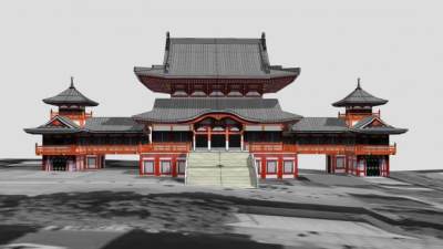 中式古建殿宇景观SU模型下载_sketchup草图大师SKP模型