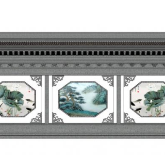 中式景观墙su模型下载_sketchup草图大师SKP模型