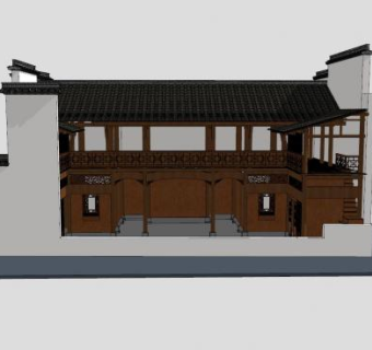 中式古建西递尚德堂SU模型下载_sketchup草图大师SKP模型