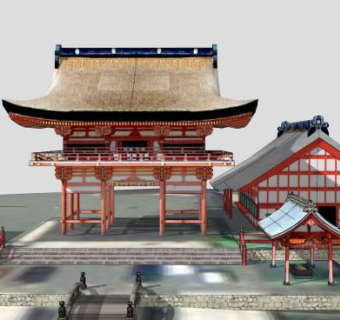 中式古建亭台建筑SU模型下载_sketchup草图大师SKP模型