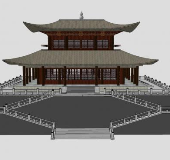 中式楼阁建筑SU模型下载_sketchup草图大师SKP模型
