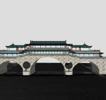 中式古建城楼设计SU模型下载_sketchup草图大师SKP模型