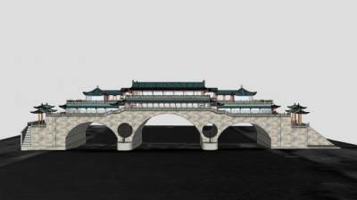 中式古建城楼设计SU模型下载_sketchup草图大师SKP模型