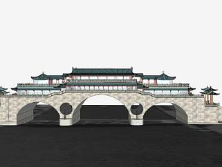 中式古建城楼设计SU模型下载_sketchup草图大师SKP模型