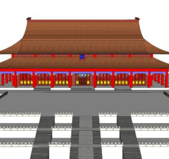中式太和殿建筑SU模型下载_sketchup草图大师SKP模型