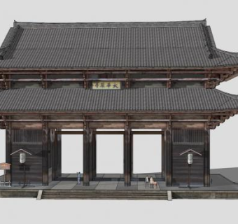 中式寺庙大门设计SU模型下载_sketchup草图大师SKP模型