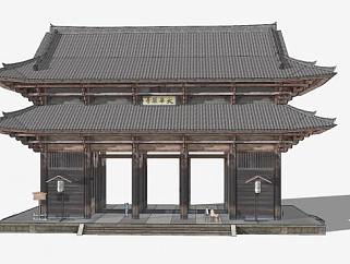 中式寺庙大门设计SU模型下载_sketchup草图大师SKP模型