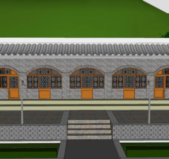 中式窑洞SU模型下载_sketchup草图大师SKP模型
