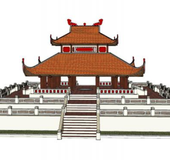 中式古建亭台楼阁SU模型下载_sketchup草图大师SKP模型