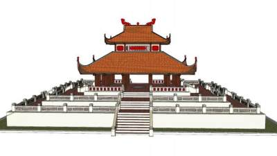 中式古建亭台楼阁SU模型下载_sketchup草图大师SKP模型