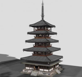 中式古建五重塔SU模型下载_sketchup草图大师SKP模型