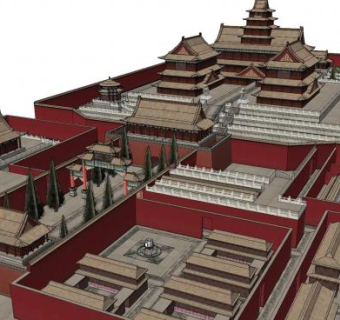 中式宫殿古建SU模型下载_sketchup草图大师SKP模型