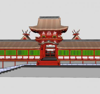 中式古建祠堂设计SU模型下载_sketchup草图大师SKP模型